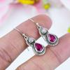 Red Ruby(Simulated),Opal Handmade 925 Sterling Silver Jewelry Earring 1.5" O3m90