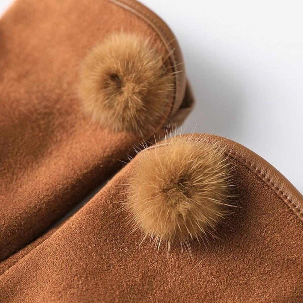 Windproof Winter Women's Gloves Full Finger Cycling Mittens Elegant Suede Gloves  Outdoor