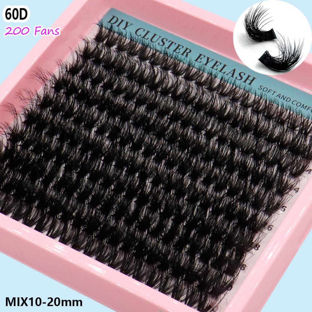 Black Tufted Eyelashes, 10 Rows , CC/D/DD Hot-melt Mink Eyelashes, with Long Eyes.