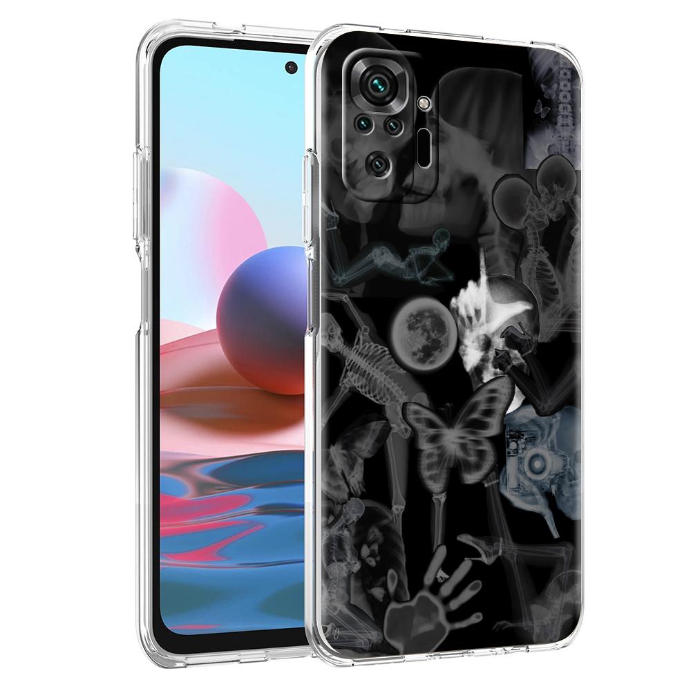 Прозрачный чехол для телефона для Redmi 14C 13C 10C 10 9 Note 13 12 11 K50 K40 Plus Pro 4G 5G Мягкий ТПУ чехол Осень Рентген Кости Руки