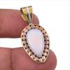 Natural Pink Opal Gemstone 925 Solid Sterling Silver Two Tone Pendant 1.50" H3A42
