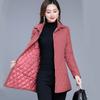 Women Cotton-padded Tops Mother Coat Autumn Winter Warm Thin Quilted Jacket Long-sleeved Jacket Parkas Mid-length Slim Fit Middle Age