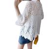 Женский кардиган с вышивкой, ажурный, с рукавами семь восьмых, для защиты от солнца, пляжный топ