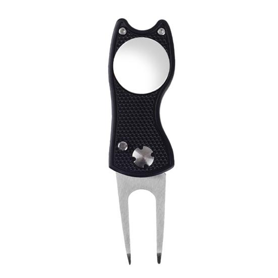 Golf Divot Tool with Pop-up Button Metal Foldable Golf Divot Repair Fork Green