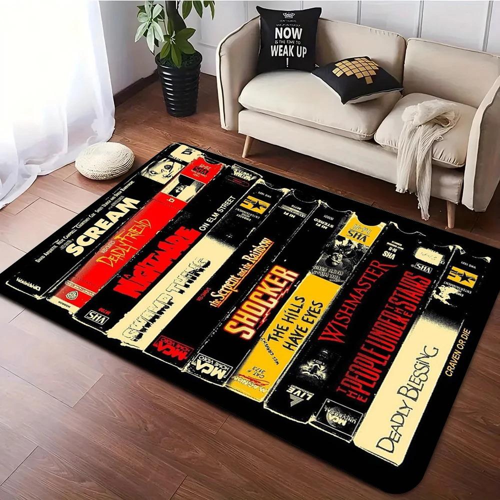 Scary Movie Mat for Man Cave, Cult Classic Horror Design Carpet, Non-Slip Rug for Fans iving Room Bedroom Home Theater