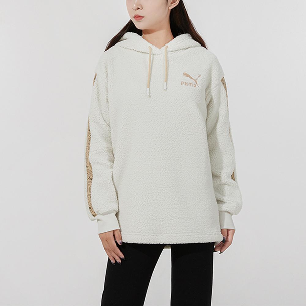 Puma Hooded Casual Pullover Sweatshirt Women Sweatshirt Off-White 534985-05