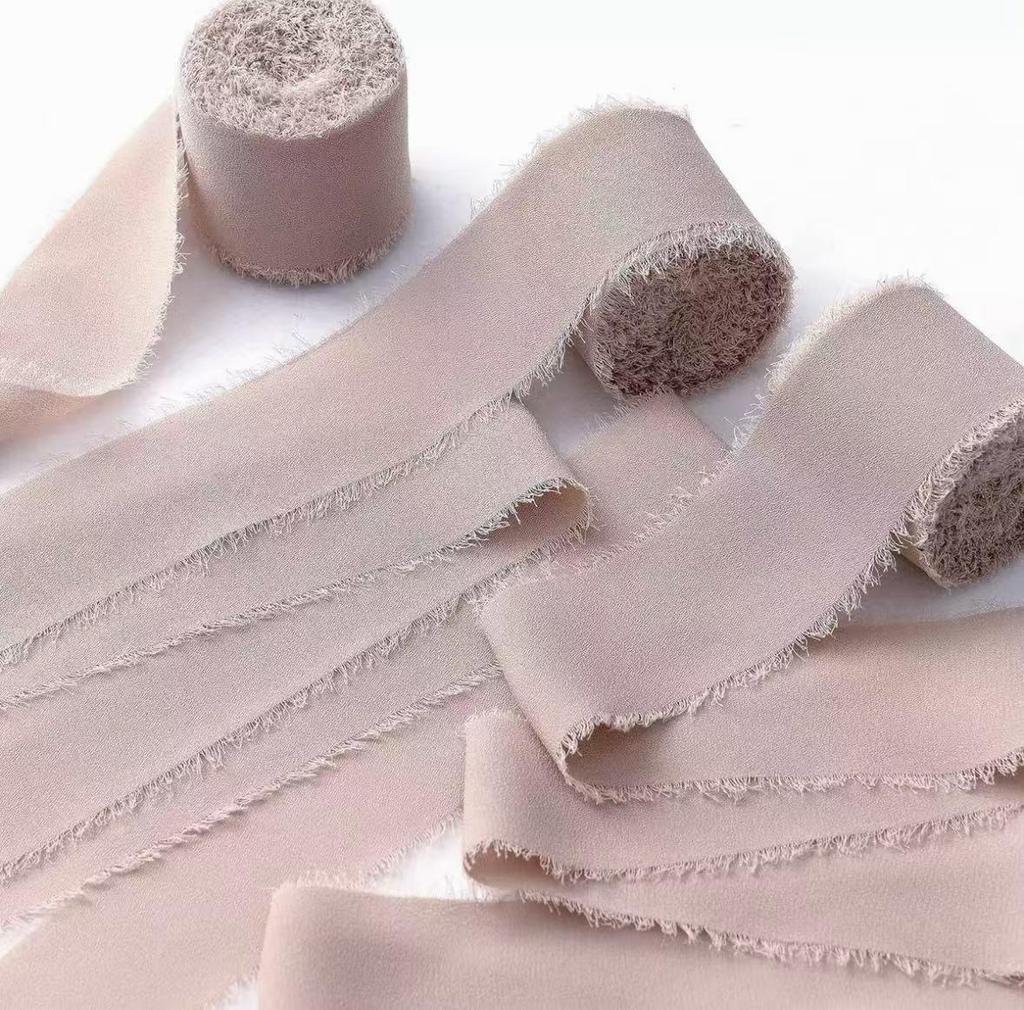 Chiffon Ribbon Bow with Frayed Edges for Weddings and Floral Arrangements