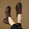 Fashion New Autumn Genuine Leather Women Shoes Fashion Round Toe Shoes for Women Chunky Heel Loafers Zapatos Mujer Women Pumps Brown