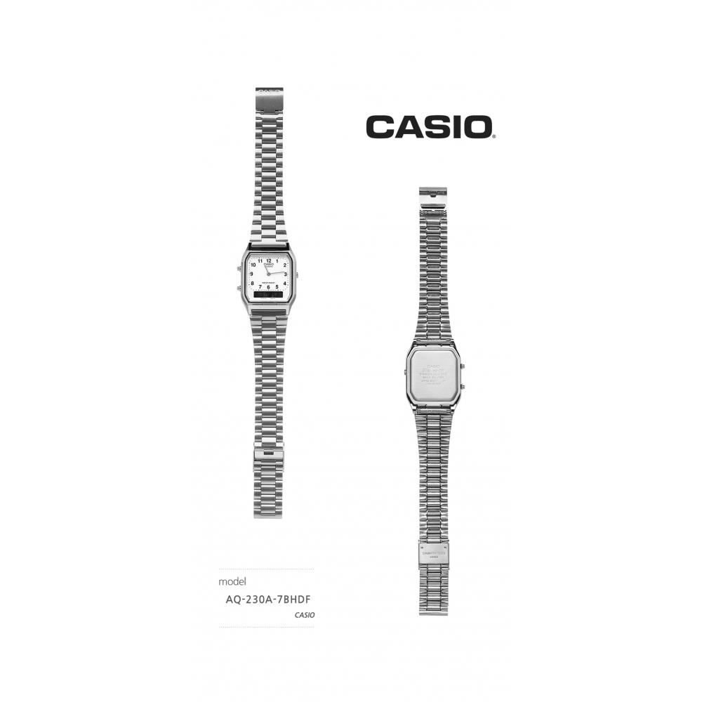 Casio Aq 230a 7bhdf  Aq 230a 7b  Аналогово-цифровые квадратные винтажные ретро публичные металлические часы