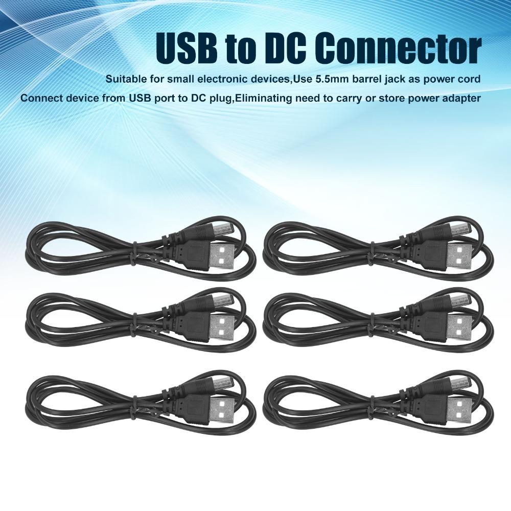 6 шт. USB-кабель питания от 5 В к DC, USB 2.0 A Male, разъем 5.5x2.1 мм, разъем DC, кабель питания, процесс ручной пайки, 3,3 фута