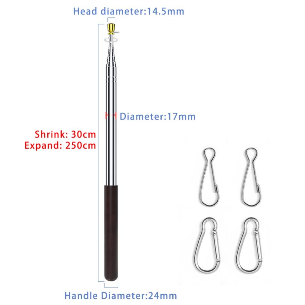 Solid Wood Handle Tour Guide Flag Pole Retractable Teaching Pointer Flagpole Teaching Tool