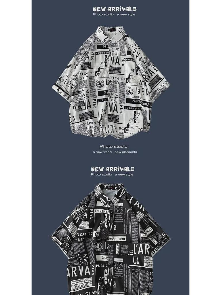 Летняя корейская ретро-цветочная свободная рубашка для пары - модный мужской топ с коротким рукавом