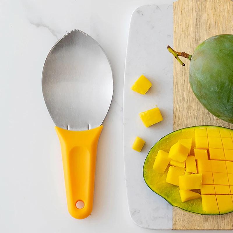 Multifunctional Fruit Spoon Mango Slicer Cutter Watermelon Cutting Knife Mango Dicing Tools Mango Diced Scoop Kitchen Gadgets
