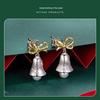Yinziyun Christmas Snowflake Bell Earrings: S925 Sterling Silver Bow Studs