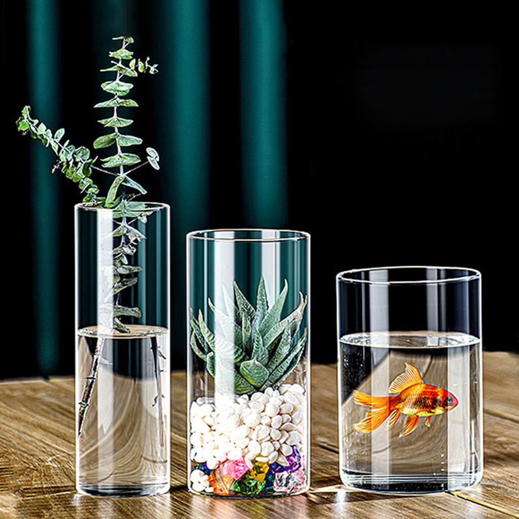 Modern Clear Glass Flower Vase Glass Cylinder Vase Floral Container Flower Vase Elegant Table Centerpiece Decoration