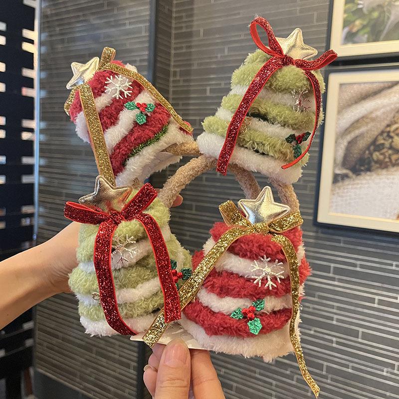 Праздничный бант и шляпа 2025 года, аксессуары для волос для женщин и девочек: Рождественская повязка на голову и заколка для волос