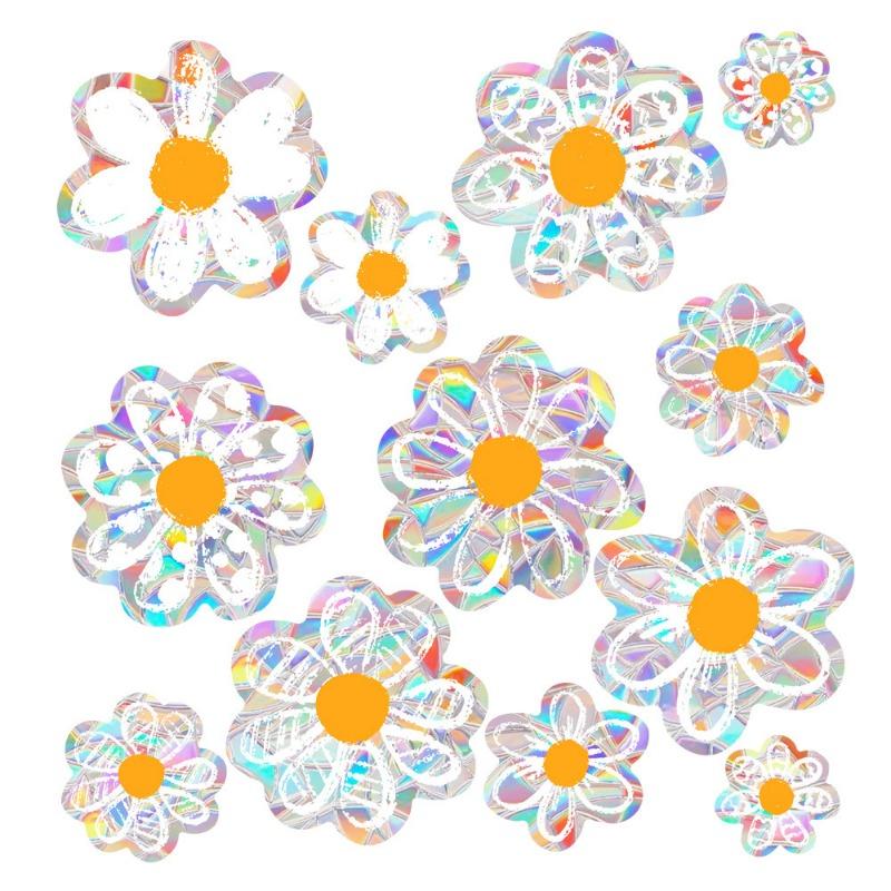 Sun Catcher Flower Window Decals Static Cling Window Sticker Anti Collision Window Decals for Bird Strikes Rainbow Stickers