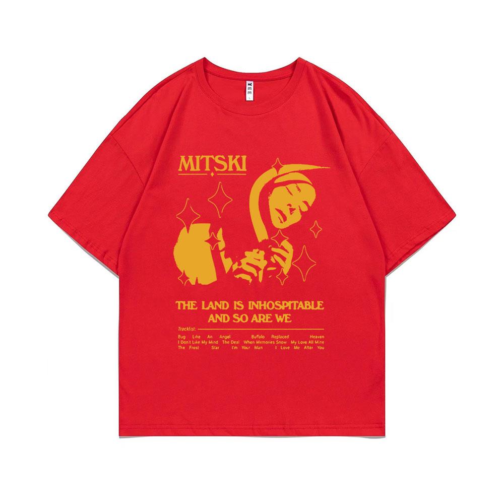 The Land Is Inhospitable Print T-shirt Mitski Album T Shirts Summer Unisex Women Fahsion Oversized Tshirt Male Causal Vintage Tees