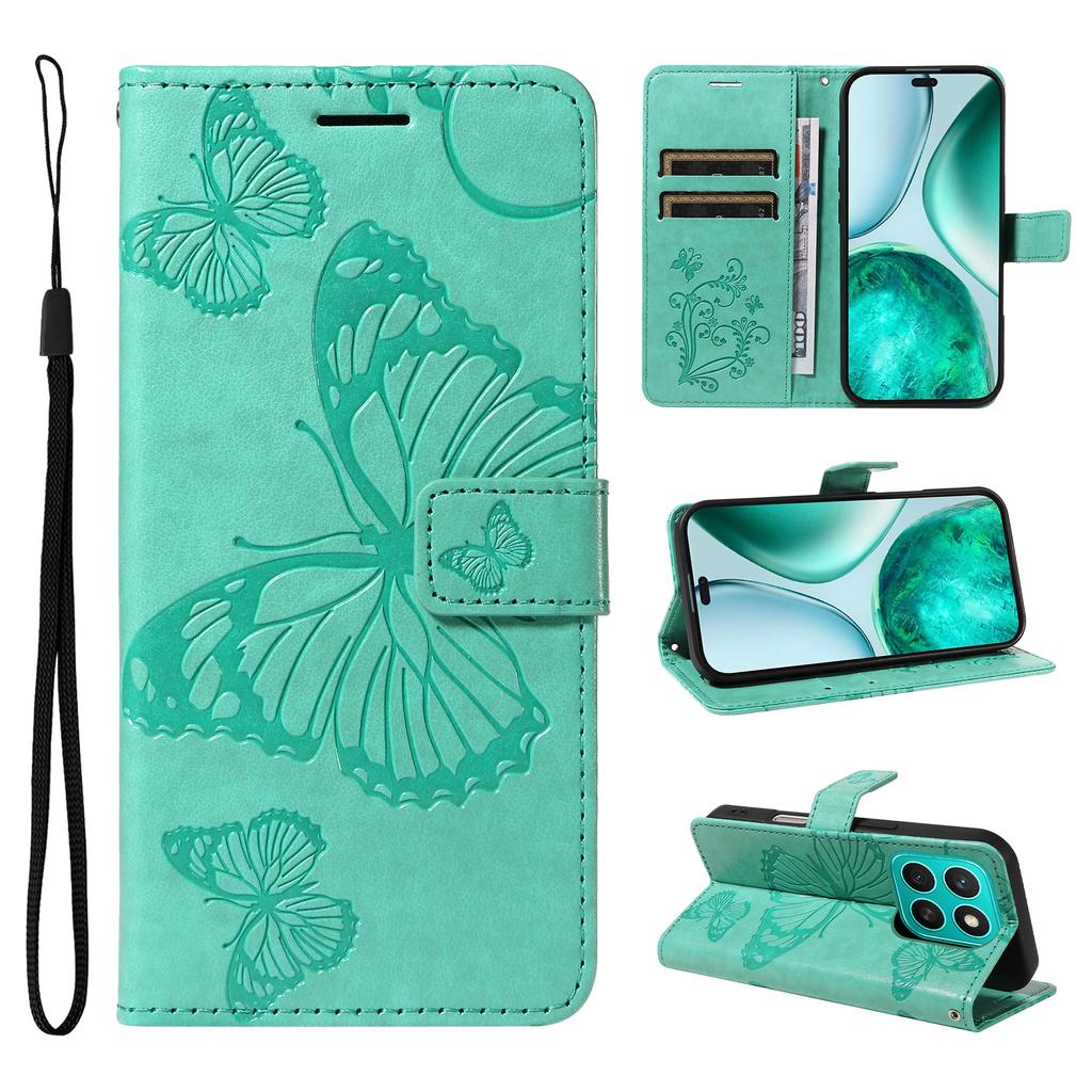 For Honor X8c 4G Wallet Case Floral Butterfly Imprinted Leather Phone Cover Stand
