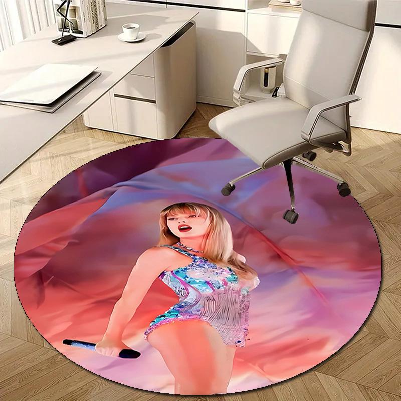 1pc Taylor Swift1 Design Printed Area Round Carpet for Bedroom Living Room Home Decor Rugs Mat Non Slip Mat Rug for Bedside