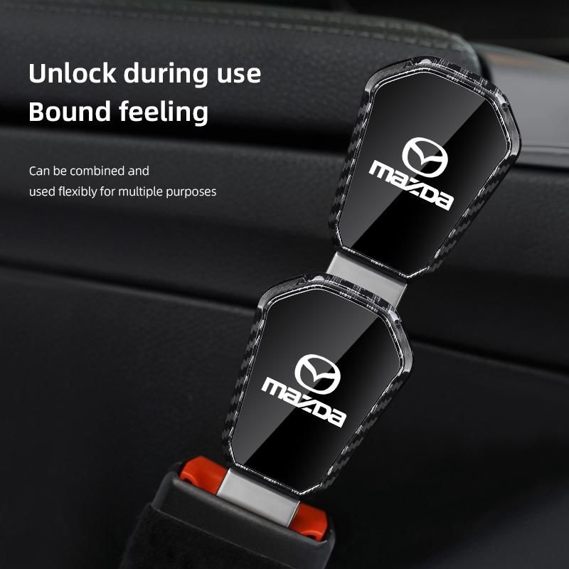 Car Seat Belt Plug Extender Carbon Fiber Safety Strap Buckle For Mazda 3 6 2 5 CX-5 CX-30 CX-50 CX-90 CX-8 BT-50 CX-80 CX-70