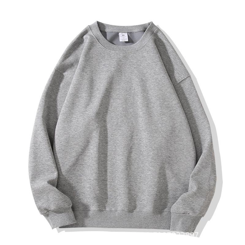 Trendy Women's White Loose Round Neck Sweatshirt - Long Sleeve, Solid Color, Autumn/Winter Style