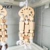 Деревянная игрушка-грызун для попугаев, Игрушка-погрызушка для птиц с бусинами и шишками, Безопасная клетка-точилка для клюва из сосновых шишек для ара, африканских серых и крупных птиц