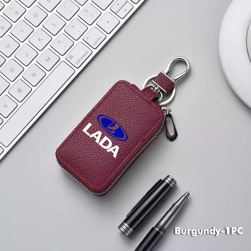 For Lada Car Logo Key Wallet Leather Keys Storage Bag Zipper Key Case Accessories Xray Granta Priora Sedan Sport Kalina VestaWW2
