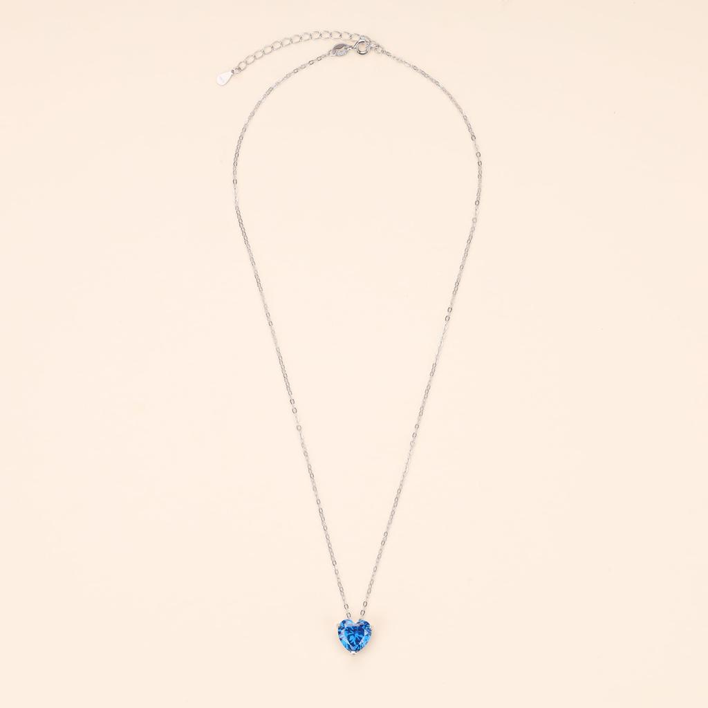 Сентябрьский камень Стерлинговое серебро 925 Ожерелье-сердце с бриллиантом CZ для женщин [GAVU]