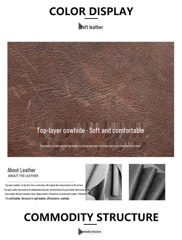 Men's Genuine Cowhide Leather Clutch Wallet: Large Capacity, Multi-Card Slots, Coin Purse & Credit Card Holder.
