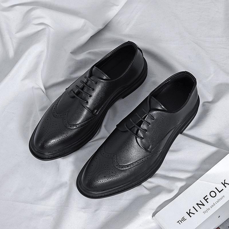 Брок кожаная обувь мужская резная британский стиль повседневная обувь мужская платформа деловая маленькая кожаная обувь внешнеторговая платформа увеличивающая рост мужская обувь