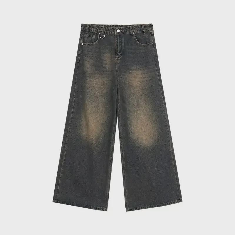 Мужские джинсы с широкими штанинами в стиле ретро с градиентом — модный свободный крой для осени и зимы