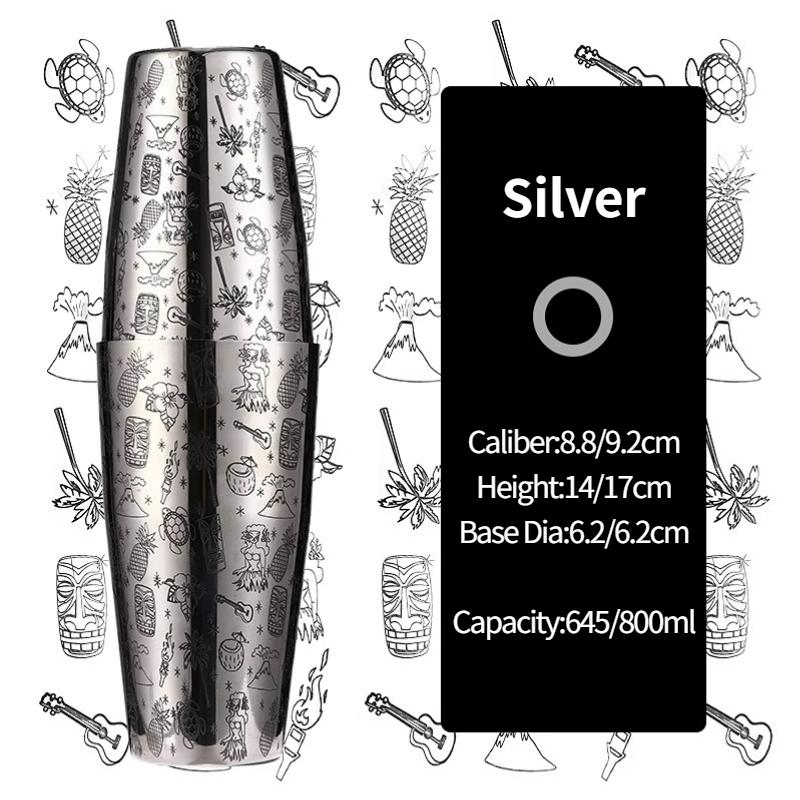 Барный шейкер для коктейлей Бостонский шейкер Нержавеющая сталь Шейкер с гравировкой Барный аксессуар Инструменты бармена Для дома и бара