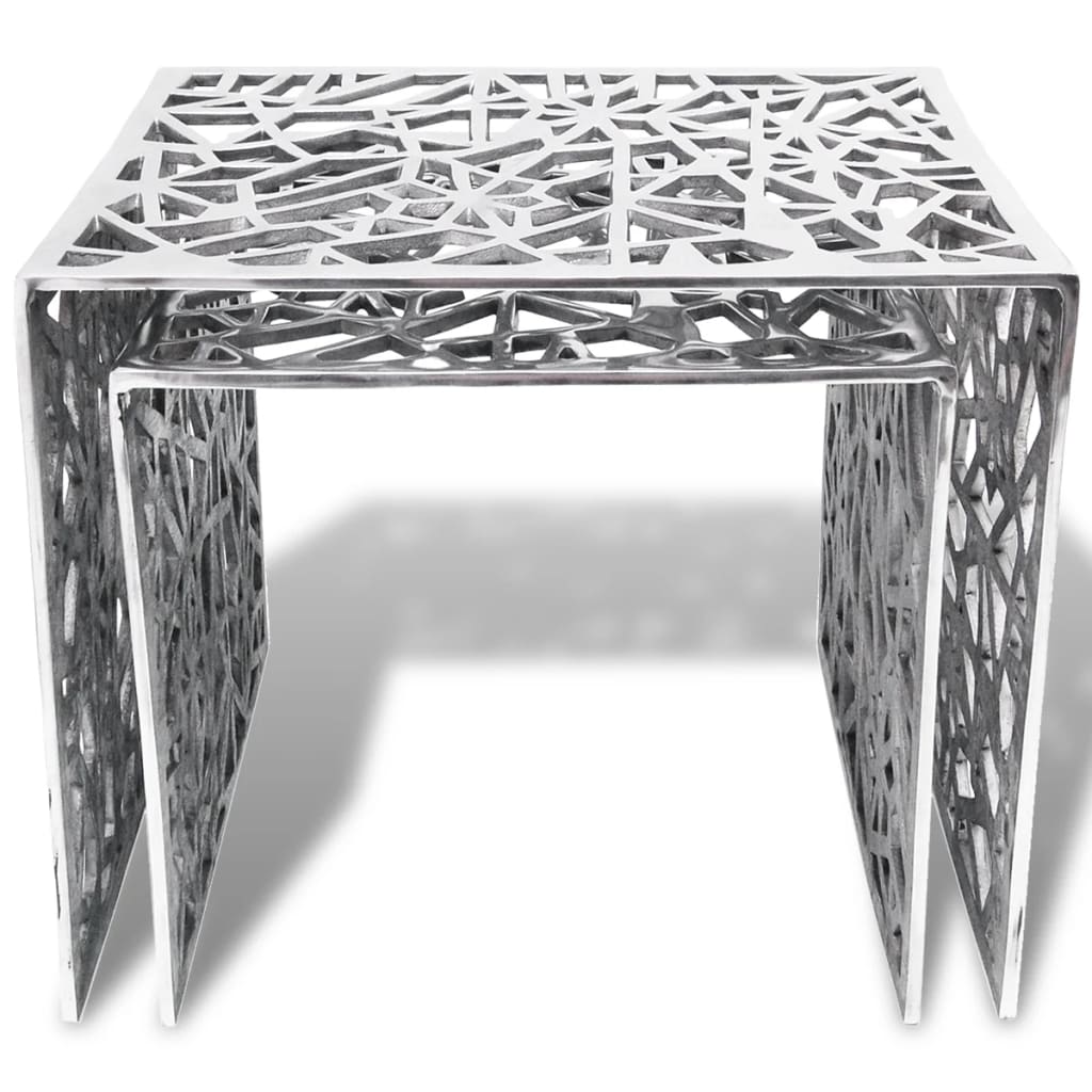 Vidaxl 2-Częściowy Stolik Boczny Kwadratowy Z Aluminium, Srebrny
