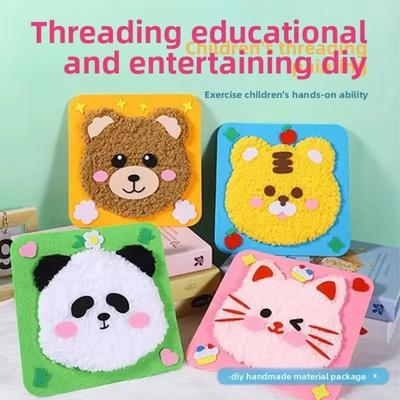 Игла для шитья и нитки Живопись нитками DIY Вышивка Набор для куклы Мягкая игрушка DIY Набор для рукоделия Мультяшное животное Фетровый набор для шитья