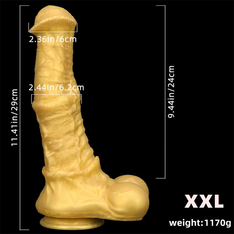 Gold Golden Horse Dildo Male and Female Silicone Soft Oversized Anal Plugs Anal Plug Masturbator