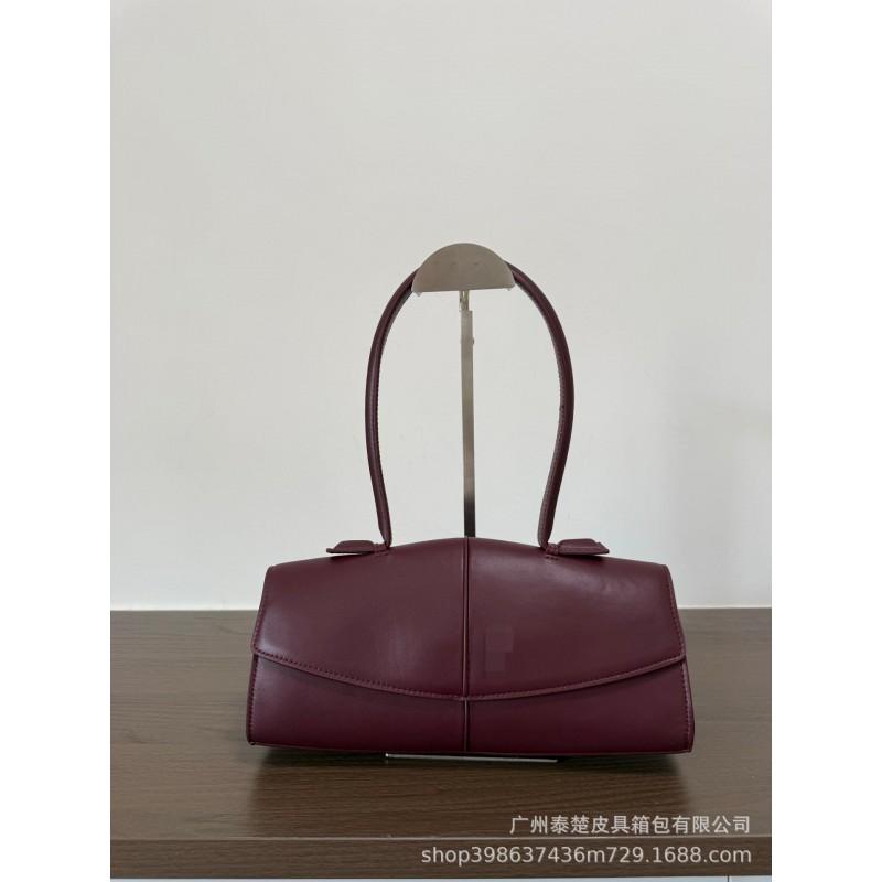 Womens Genuine Leather Shoulder Underarm Bag Simple Fashion Pillow Top Layer Cowhide Handbag