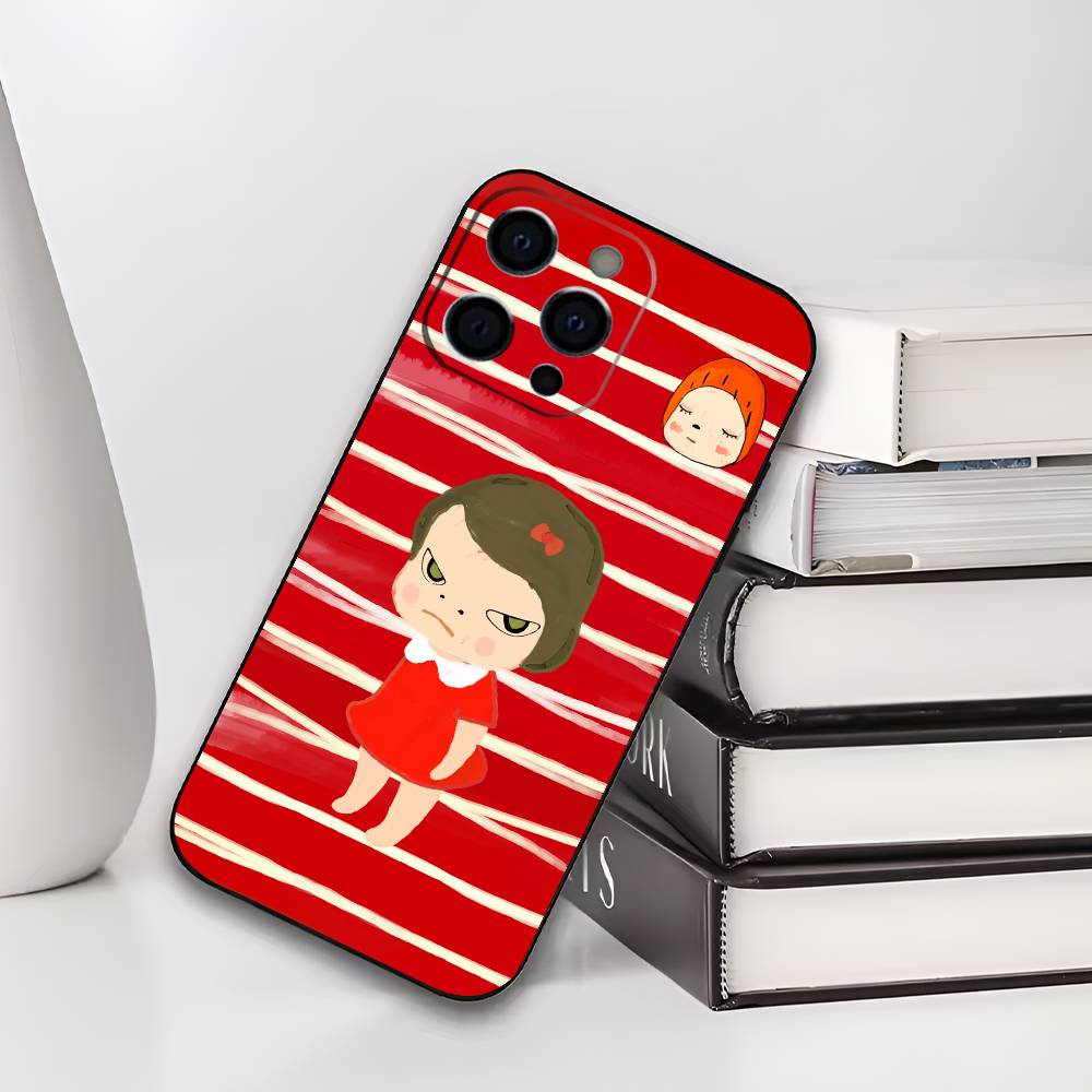 Японское искусство Y-Yoshitomo N-Nara Чехол для телефона Для iPhone 17,16,15,14,13,12,11 Plus,Pro Max,XS,Мягкий черный чехол