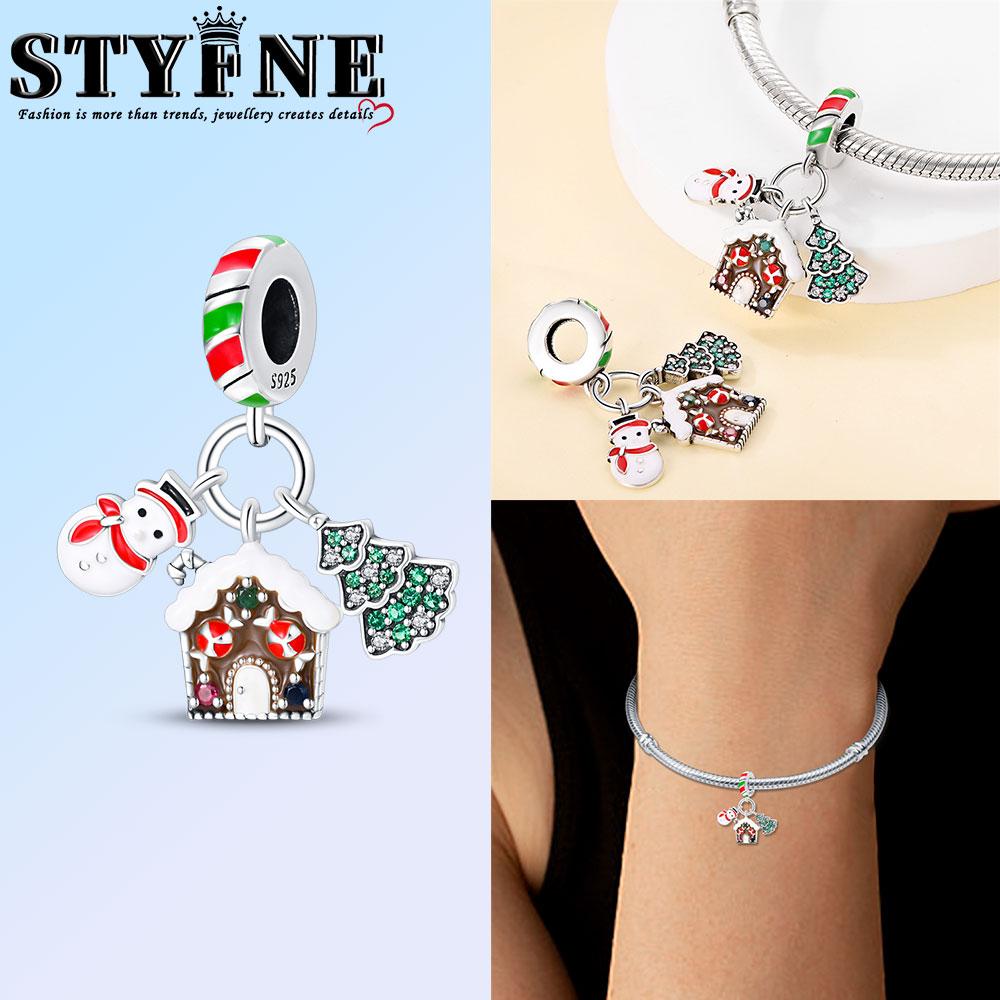 Медный браслет с шармами-бусинами в виде снежинок и надписью «Сладкий дом» на рождественскую елку, изысканное украшение для самостоятельного изготовления, женский подарок