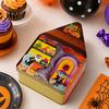 Decorative Party Favor Boxes Halloween Tin Candy Box, Haunted House Pumpkin Bat Print Metal Storage Jar Containers for Candies Favors, Small