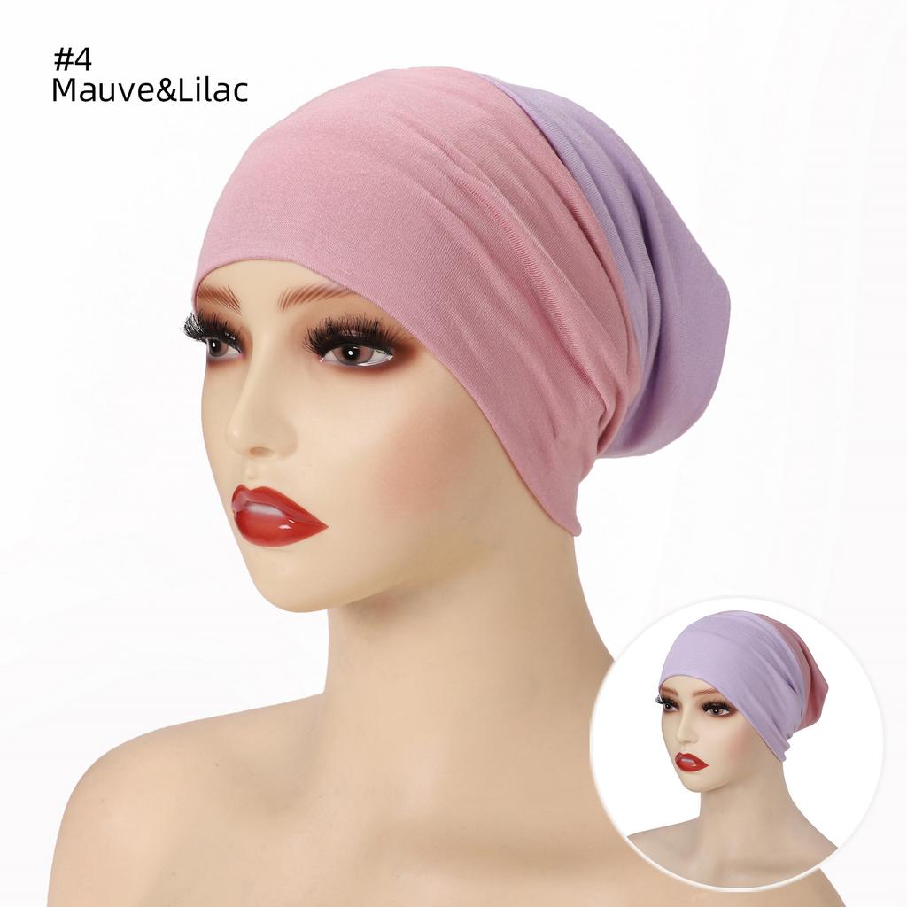 Fashion Double Color Inner Hijab Cap For Women Cotton Jersey Underscarf Hijab Undercap Islam Headscarf Wraps Turban Headband
