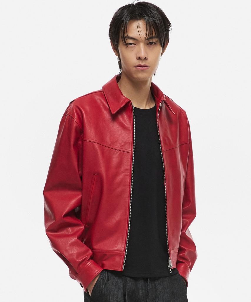 Dnsr [Premium] Lampo Vegetable Lambskin Backpleated Jacket Red