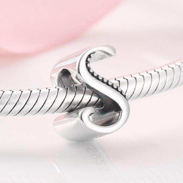 925 стерлингового серебра мода изящные буквы алфавита от A до Z бусины подходят шармы 925 браслеты браслеты ювелирные изделия своими руками