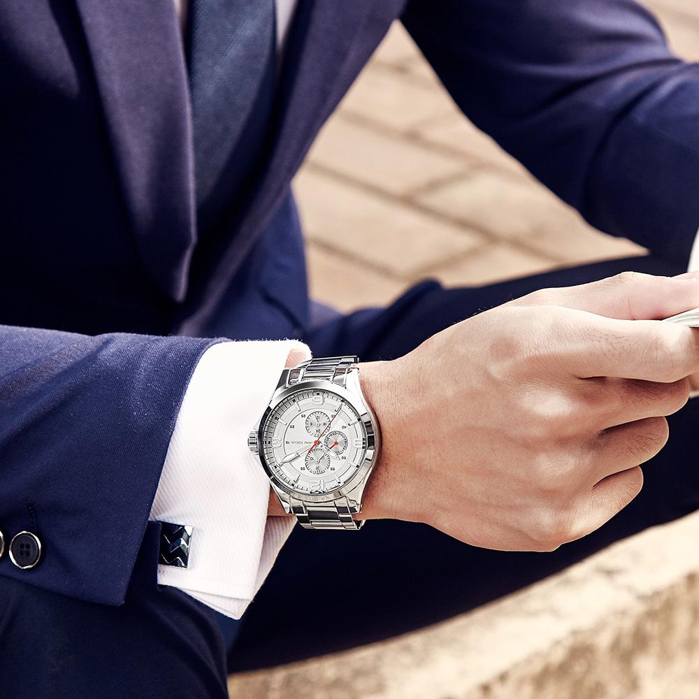 Top Brand Luxury With Box Men Watch Business Men's Watch Multifunctional Dual Calendar Waterproof Steel Strap Men Quartz Watches