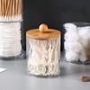 Holder Dispenser With Bamboo Lids Clear Acrylic Bathroom Jars With Tray Cotton Swab Storage Dispenser Reusable