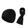 Autumn Winter Warm Suit Outdoor Velvet Thick Windproof Ear Protection Knitted Hat Scarf Two-Piece Set