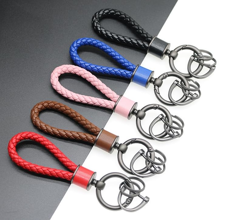 Брелок Rockyu, мужской, женский, плетеный кожаный, кольцо для ключей автомобиля, простой, стильный, легкий, прочный, подарок,