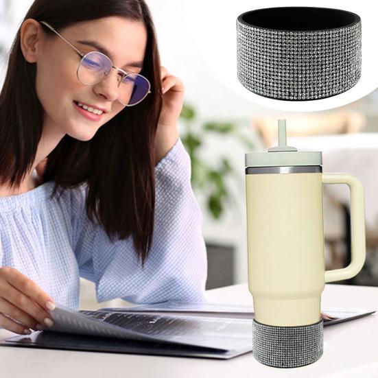 Силиконовый чехол с бриллиантовым блеском для чашки 20-40 унций, противоскользящий чехол для бутылок с водой