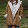 2023 Harajuku Style Women's Wool Hooded Cardigan - Mid-Length, Solid Color, Casual Button Design.