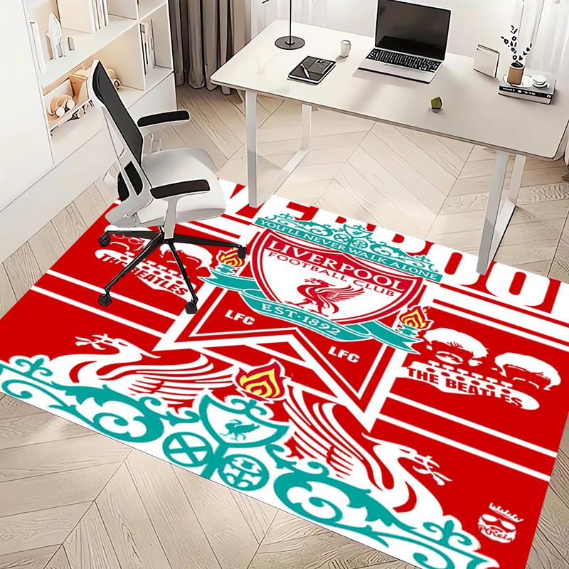 1pc Liverpool FC logo Print Area Rug - Soft, Washable Non-Slip Indoor Mat, Living Room, Home Office Decorative Rug,Office Decorative